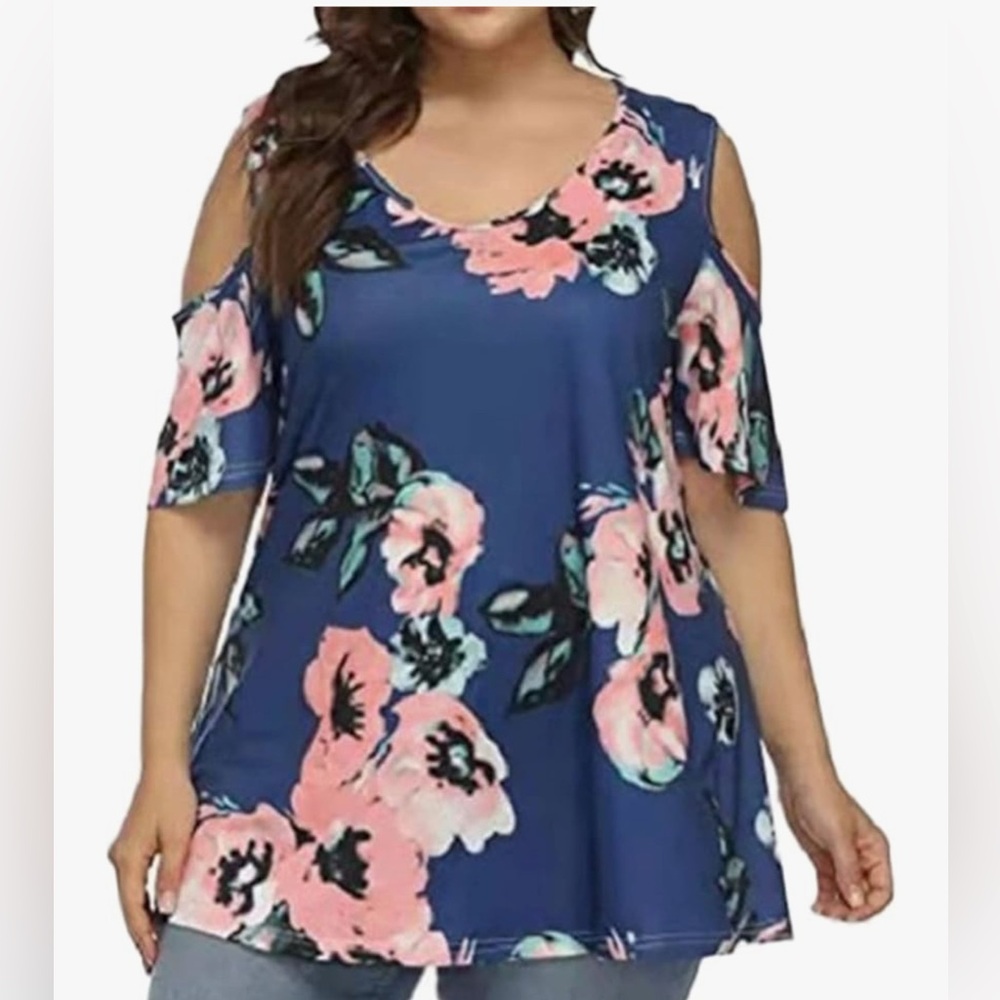 Plus Size Blouse with Open Shoulders